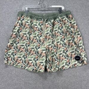 Fish Hippie Volley Shorts Men XXL Green Hawaiian Tropical Hybrid Lined Surf Swim